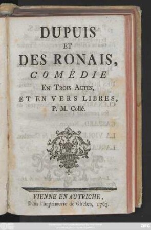 Dupuis Et Des Ronais : Comédie En Trois Actes, Et En Vers Libres