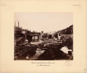 Schleusen und Wehre der Mainkanalisierung. Schleuse, Okriftel: Ansicht der Baustelle vom Schleusenunterhaupt aus