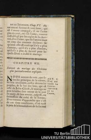 Chapitre VII. Sainteté du mariage des Chrétiens plus particulierement expliquée.