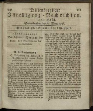 XXII. Stück. Sonnabends: den 28. May 1796.
