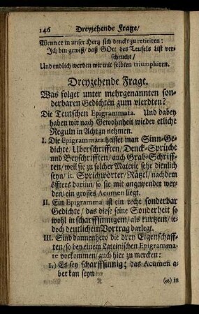 Dreyzehende Frage. [Von Teutschen Epigrammatibus] – Fünffzehende Frage. [Von Teutschen Inscriptionibus]