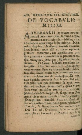 De Vocabulis Missae.