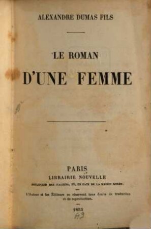 Le roman d'une femme