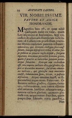 Vir Nobilissime Fautor Et Amice Honorande.
