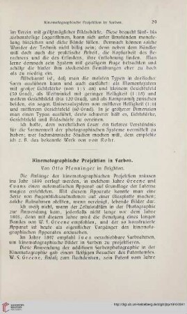 Kinematographische Projektion in Farben