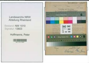 Entnazifizierung Peter Hoffmanns , geb. 08.08.1898 (Justiz)
