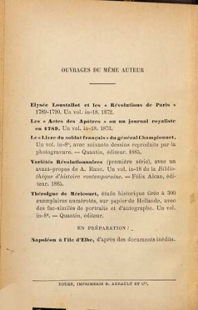 Variétés révolutionnaires : (Bibliothèque d'histoire contemporaine.) Précédé d'un avant-propos Par A. Ranc, 2