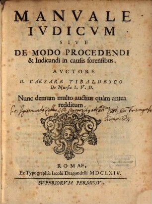 Manuale Iudicum sive de modo procedendi et iudicandi in causis forensibus