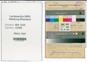 Entnazifizierung Karl Heinz , geb. 01.02.1901 (Bergingenieur)