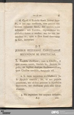 De Juribus Ecclesiae Christianae Secundum Se Spectatae.