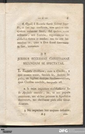 De Juribus Ecclesiae Christianae Secundum Se Spectatae.