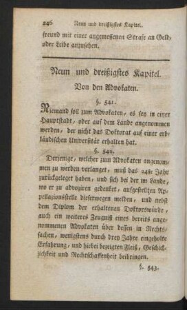 Neun und dreißigstes Kapitel. Von den Advokaten