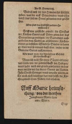 Auff Marie heimsuchung/ von der werthen Jungfrauen Maria ...