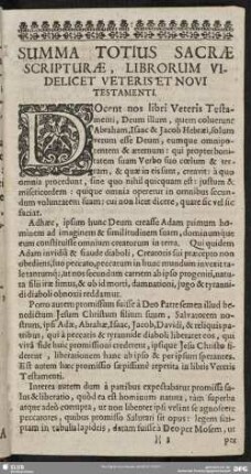 Summa Totius Sacrae Scripturae, Librorum Videlicet Veteris Et Novi Testamenti