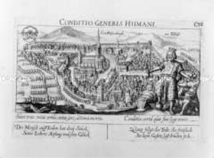 Weißenburg (Elsaß), Ansicht mit Szene (aus Fürst, Sciographia Cosmica, Nr. C 32)