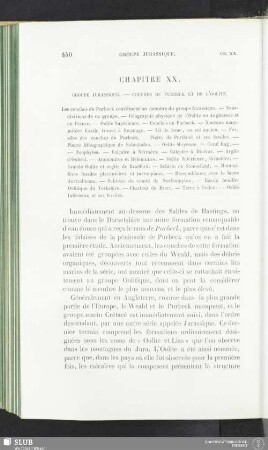 Chapitre XX. Groupe jurassique - Couches du purbeck et de l'oolite