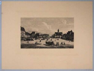 Der Neustädter Markt in Dresden, Blick nach Norden, rechts das erste Rathaus zwischen der Hauptstraße und der Kasernenstraße, nach Bellotto