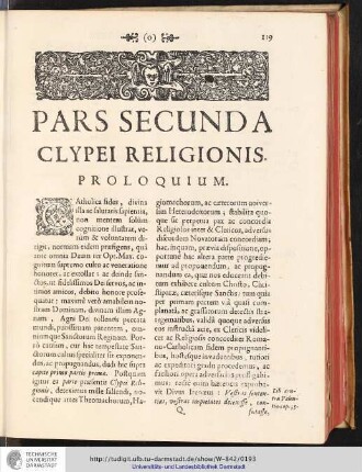 PARS SECUNDA CLYPEI RELIGIONIS