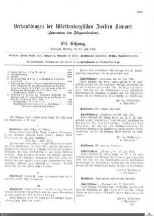 163. Sitzung, Stuttgart, 31.7.1916