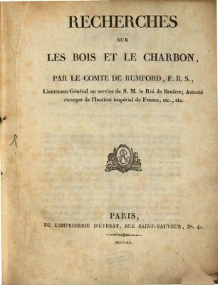 Recherches sur les bois et le charbon