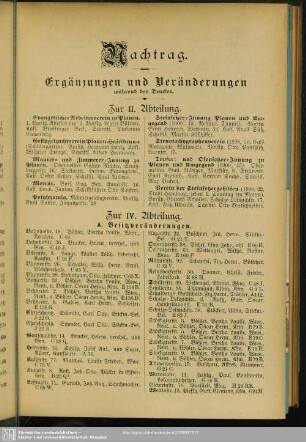 Nachtrag. Ergänzungen und Veränderungen während des Druckes