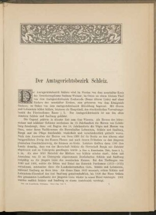 Der Amtsgerichtsbezirk Schleiz. [Einleitung]