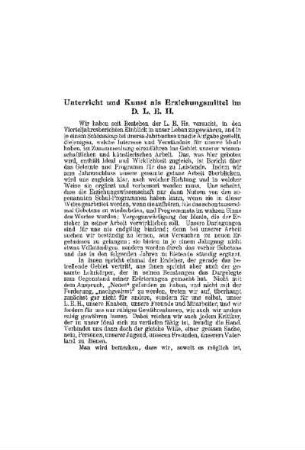 Unterricht und Kunst als Erziehungsmittel im D.L.E.H.