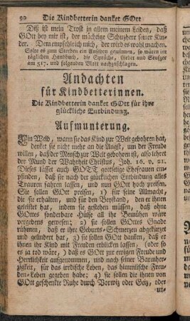 Andachten für Kindbetterinnen.