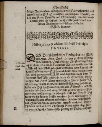 Historia vitæ & obitus Illustriss,Principis Ernesti.