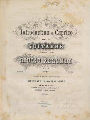 Introduction et caprice : pour la guitarre ; op. 23