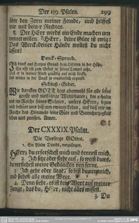 Der CXXXIX. Psalm : Die Vorsorge Gottes