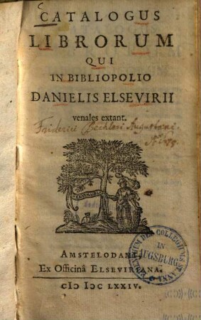 Catalogus librorum qui in bibliopolio Danielis Elsevirii venales extant