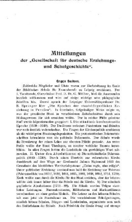 Mitteilungen der Gesellschaft für deutsche Erziehungs- und Schulgeschichte