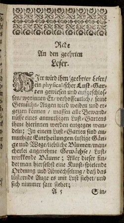 Rede An den geehrten Leser.