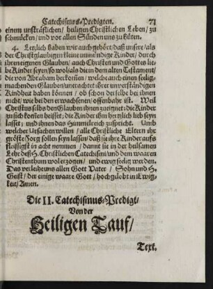 Die II. Catechismus-Predigt/ Von der Heiligen Tauf/