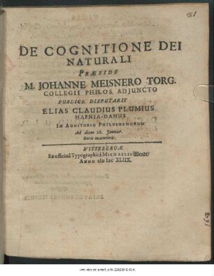 De Cognitione Dei Naturali
