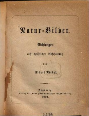 Natur-Bilder : Dichtungen auf christlicher Anschauung