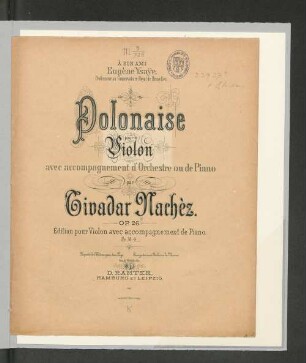 Polonaise pour le violon avec accomp. d'orchestre ou de piano : op. 26