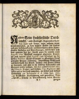3-13, Nachdem Seine hochfürstliche Durchlaucht, ... - Erste und zweyte Claß