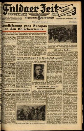 Ausgabe vom Mittwoch, den 03. Februar 1943.