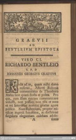 Graevii Ad Bentleium Epistola