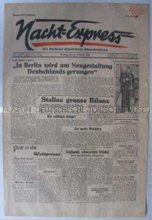 Berliner Abendzeitung "Nacht-Express" u.a. zur Delegiertenkonferenz des FDGB