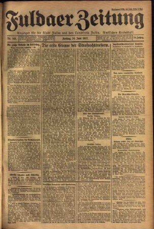 Erste Ausgabe vom Freitag, den 24. Juni 1927.