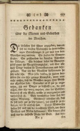 Gedanken über die Mienen und Geberden der Menschen.
