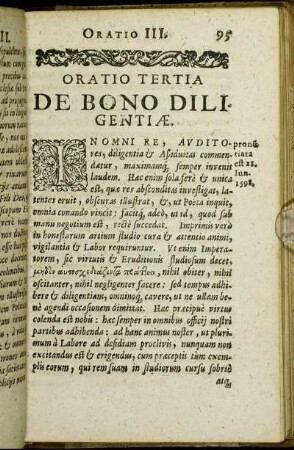 Oratio Tertia. De Bono Diligentiæ.