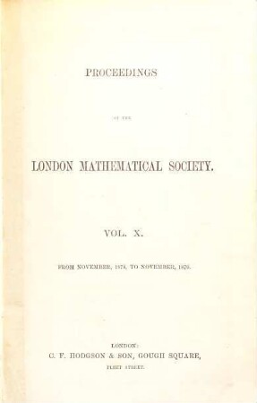 Proceedings of the London Mathematical Society. 10. 1878/79