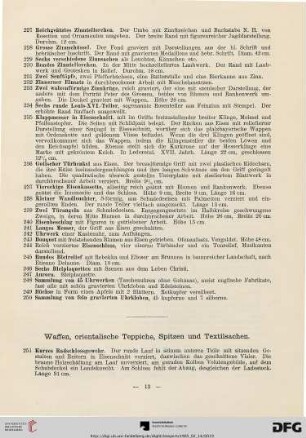 Waffen, orientalische Teppiche, Spitzen und Textilsachen (Nr. 251-293)