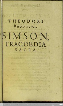 Simson, Tragoedia Sacra