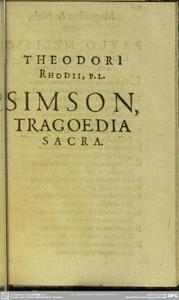 Simson, Tragoedia Sacra