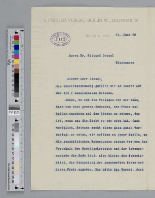 Brief an Richard Dehmel
